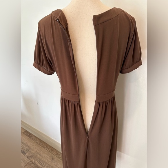 🎄Talbots Brown A line dress  Size Medium V Neck Midi Length - Picture 4 of 7